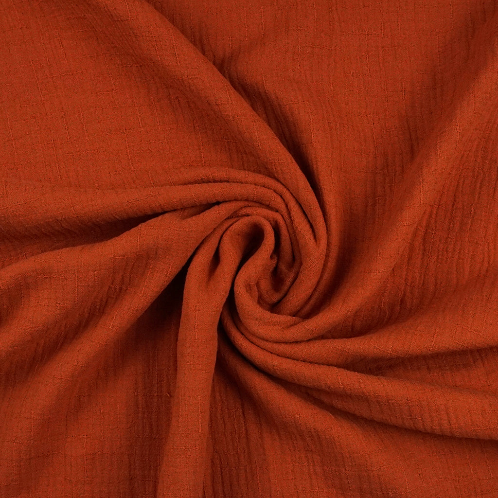 Bambus Musselin Double Gauze Uni Ziegel Rot – STOFFDORADO