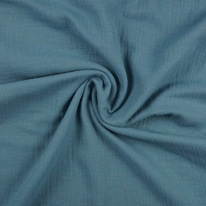 Bambus Musselin Double Gauze Uni Stahl Blau