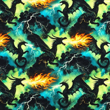 French Terry Digitaldruck Drachengewitter