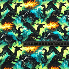 French Terry Digitaldruck Drachengewitter