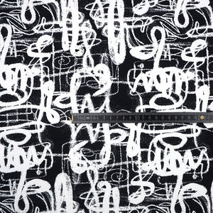 French Terry Brushed Digitaldruck Scribble Print