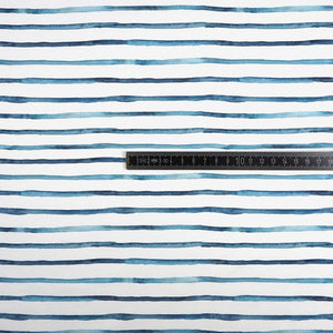 French Terry Digitaldruck Small Painted Stripes Alt Blau