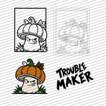 Halloween Pilz Plotterdatei mit Kürbishut als freches Herbstmotiv für DIY Shirts