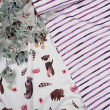 Jersey Digitaldruck Small Painted Stripes Lila