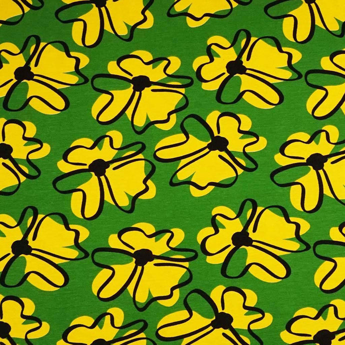 Jersey Retro Blumen Grün
