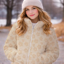 Teddystoff Blumen Vanille