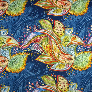 Viskose Jersey Digitaldruck Florales Kunstwerk Blau