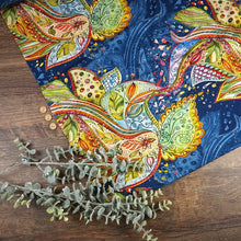 Viskose Jersey Digitaldruck Florales Kunstwerk Blau