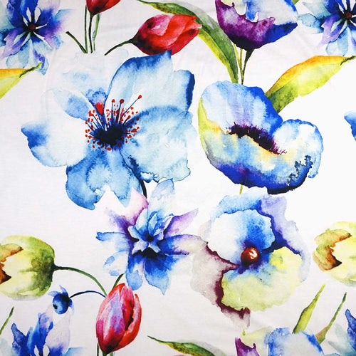 Viskose Jersey Digitaldruck Große Aquarellblumen
