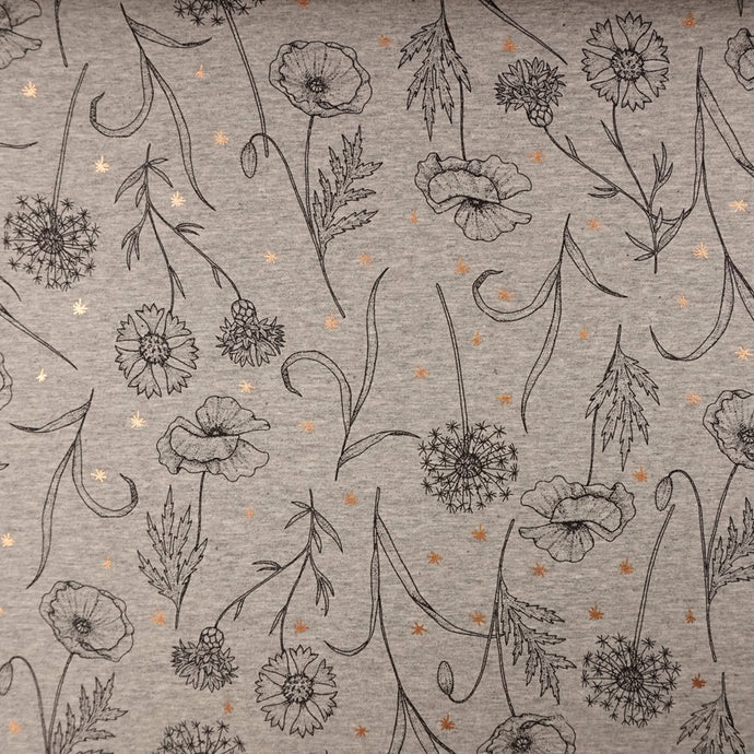 French Terry Funkelnde Blumen