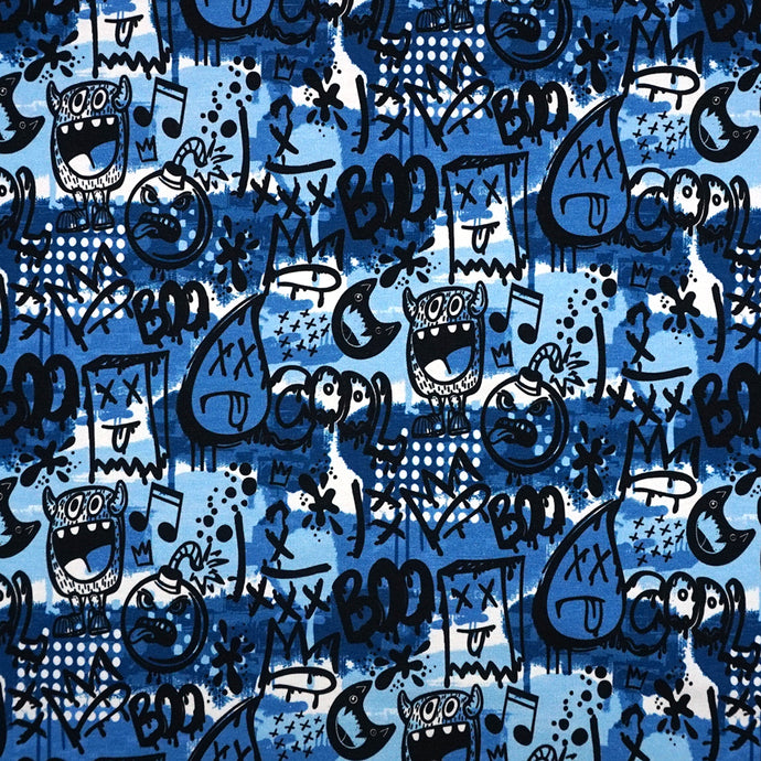 French Terry Digitaldruck Graffiti