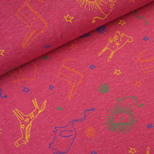 Jersey Bunte Tiere Pink Meliert