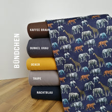 Jersey Digitaldruck Safari Blue passende Kombistoffe Uni Buendchen